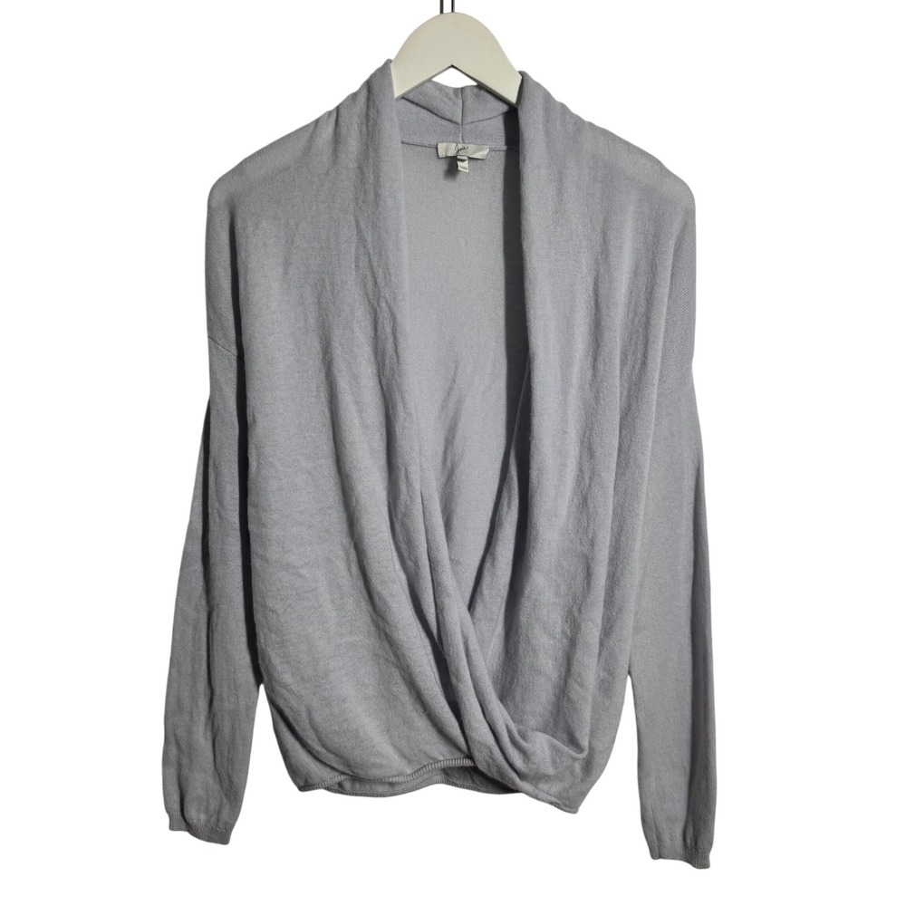 Joie 100% Cashmere Draped Wrap Front Sweater Lavender Grey Size M Soft Girl Prep